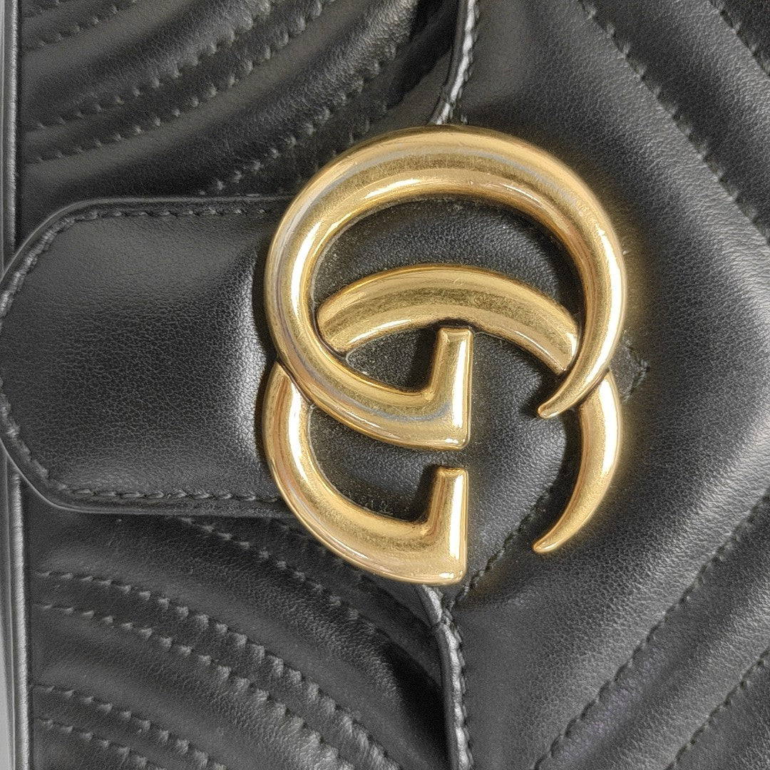 GG Marmont Small Quilted Calfskin Black