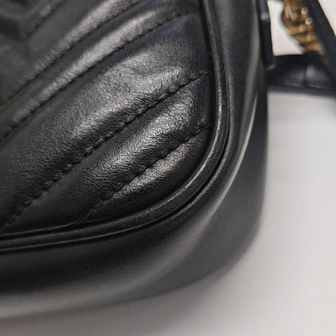 GG Marmont Small Quilted Calfskin Black