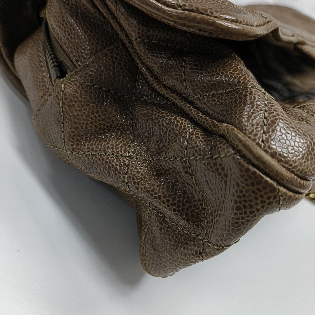 Quilted Calfskin Shoulder Bag Brown