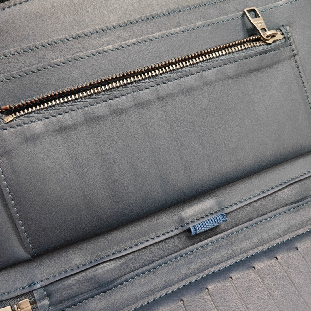 ATOLL Damier Calfskin Blue Wallet