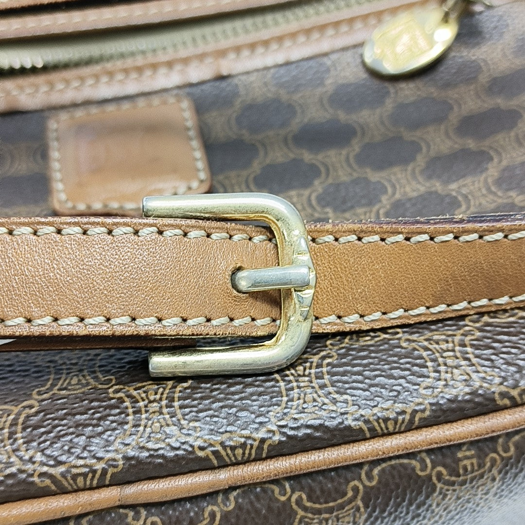 Coated Canvas Shoulder Bag Brown