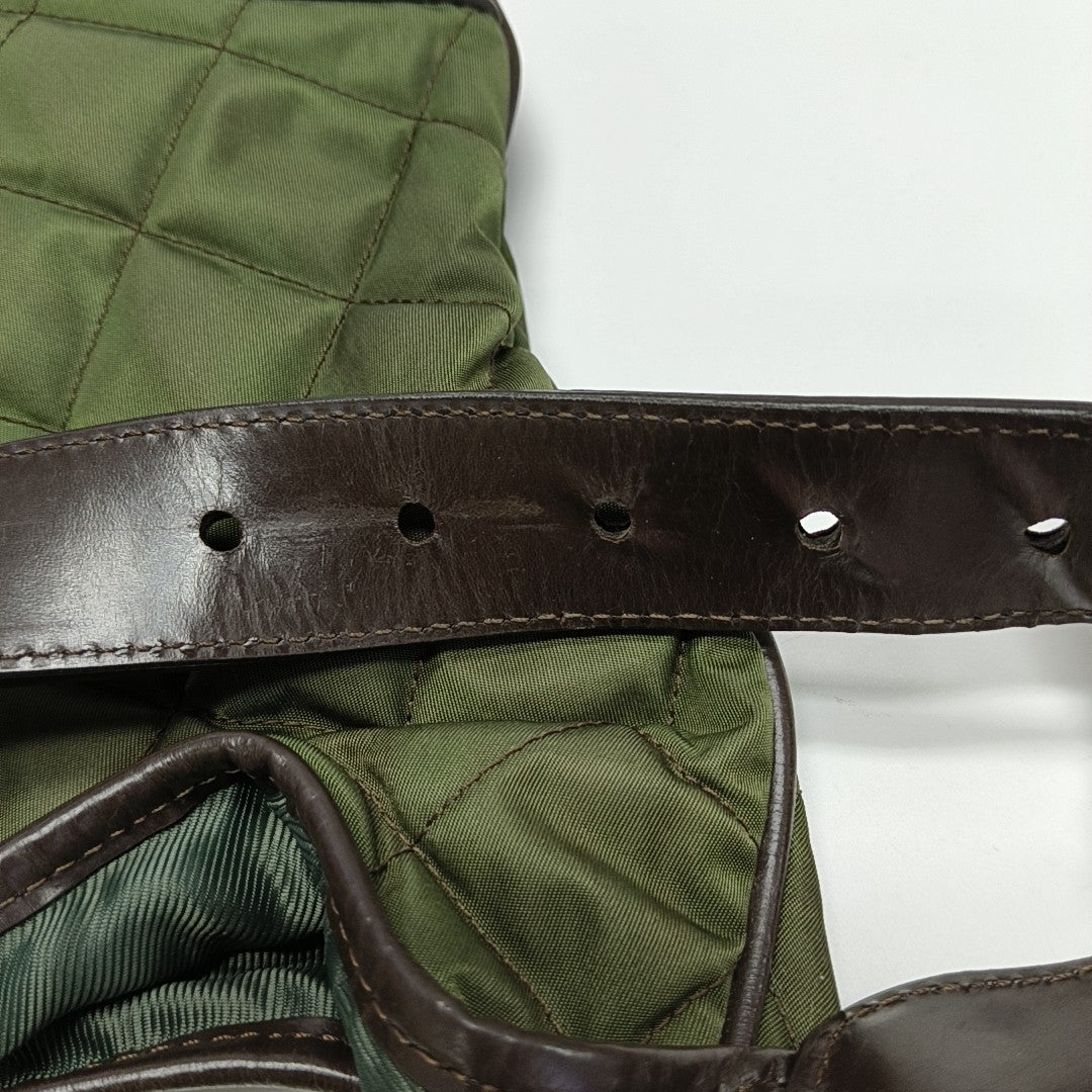 Quilted Nylon Shoulder Bag Green