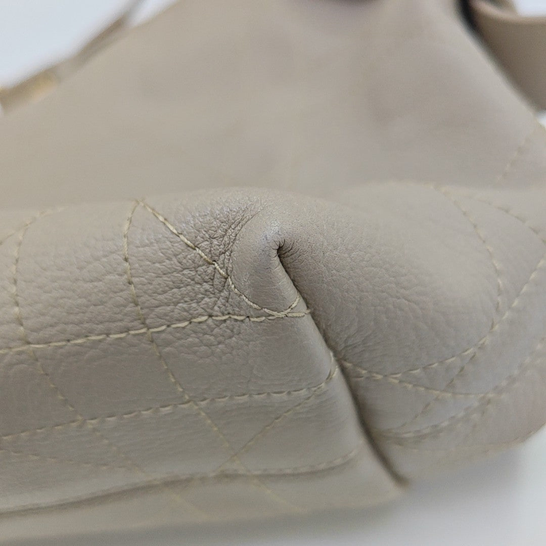 Cannage Calfskin Top Handle Bag Medium Beige
