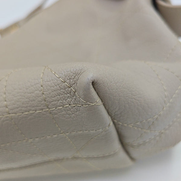 Cannage Calfskin Top Handle Bag Medium Beige