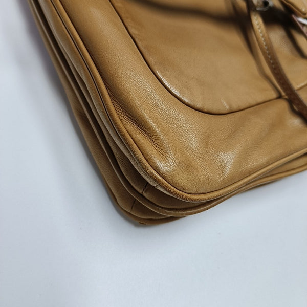 Lambskin Top Handle Bag Brown