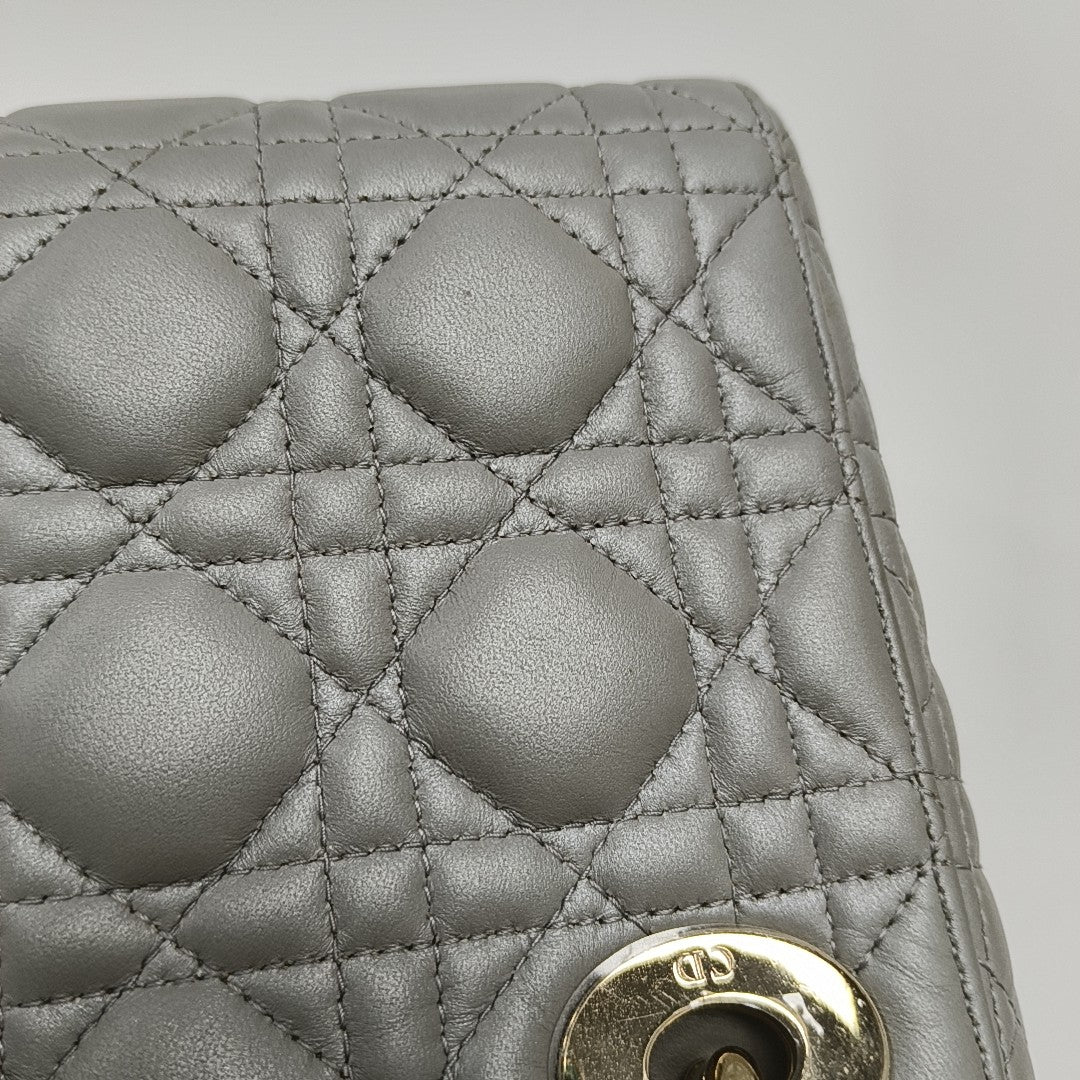 Lady Dior Mini Cannage Lambskin Gray