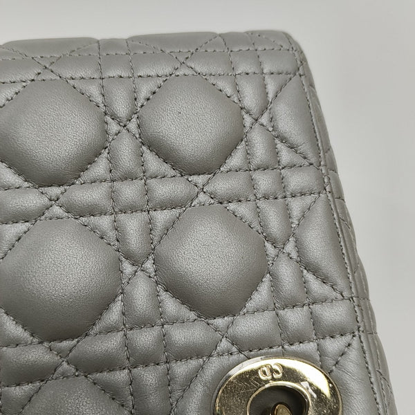 Lady Dior Mini Cannage Lambskin Gray