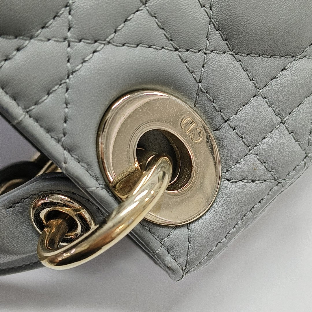 Lady Dior Mini Cannage Lambskin Gray
