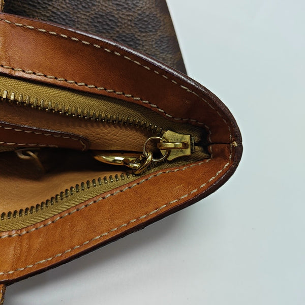 Coated Canvas Top Handle Bag Brown