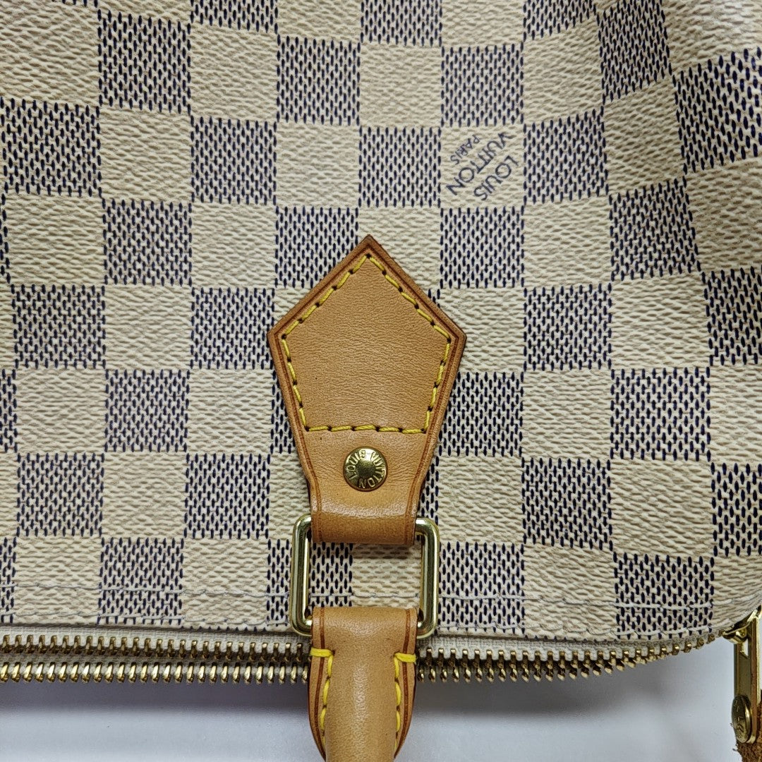 SPEEDY 30 Damier Azur Coated Canvas White