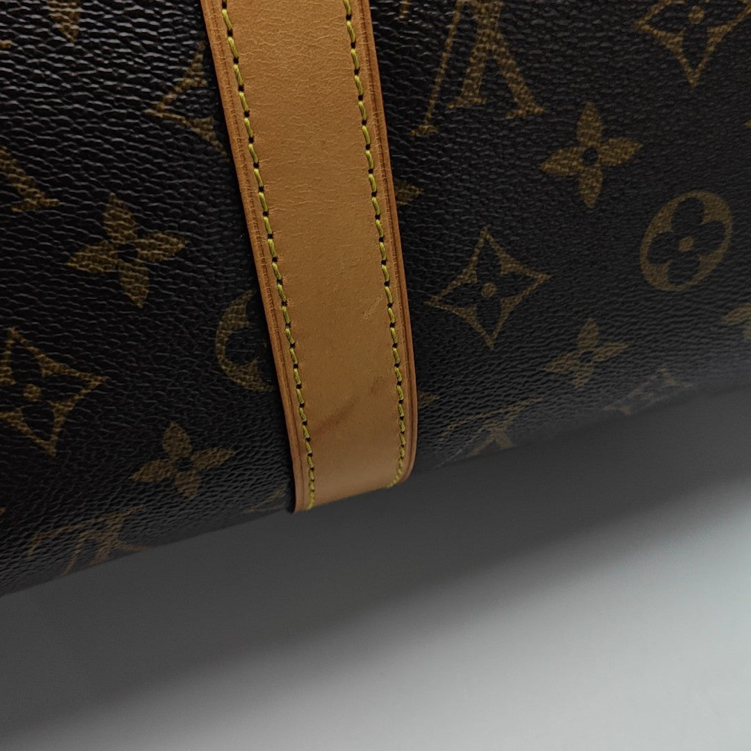 KEEPALL 50 Monogram Coated Canvas Brown