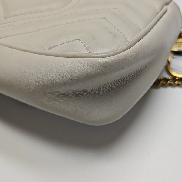 GG Marmont Mini Quilted Calfskin White