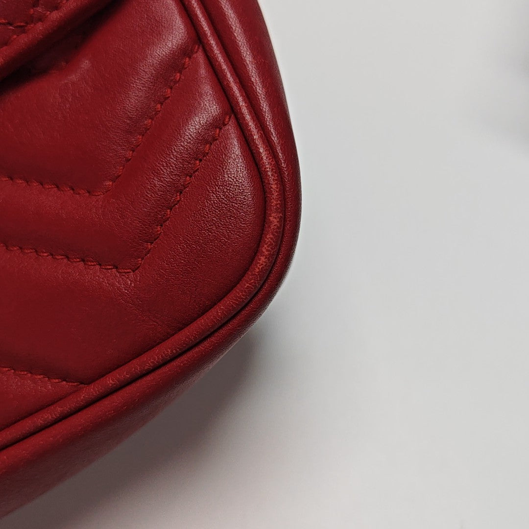 GG Marmont Mini Quilted Calfskin Red