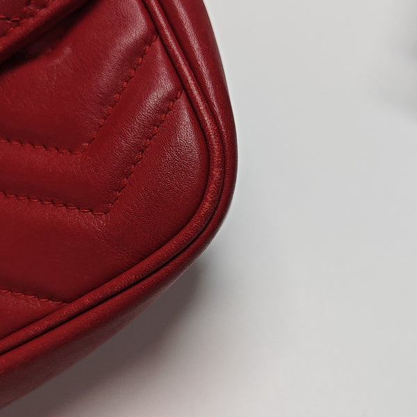 GG Marmont Mini Quilted Calfskin Red