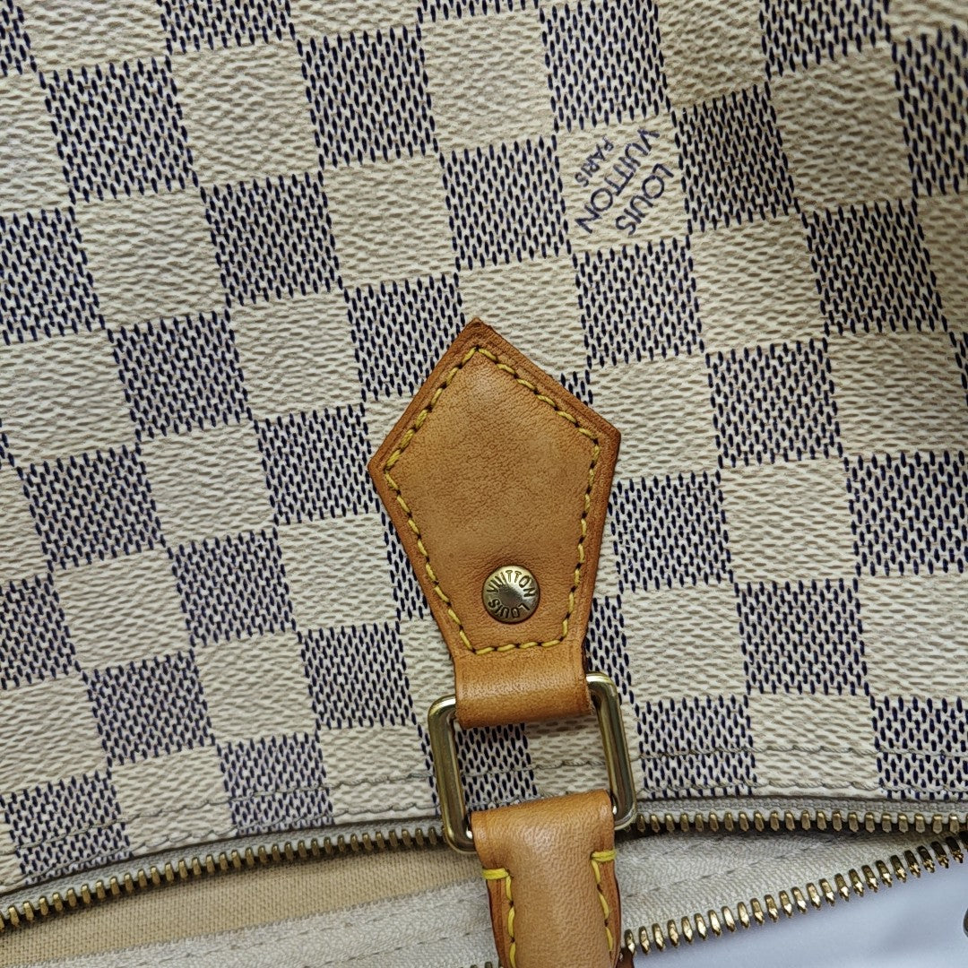 SPEEDY 30 Damier Azur Coated Canvas White