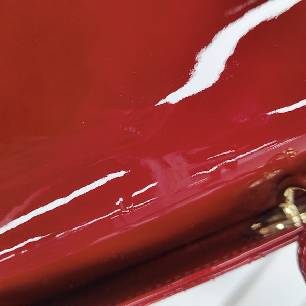 Lady Dior Medium Cannage Patent Leather Red