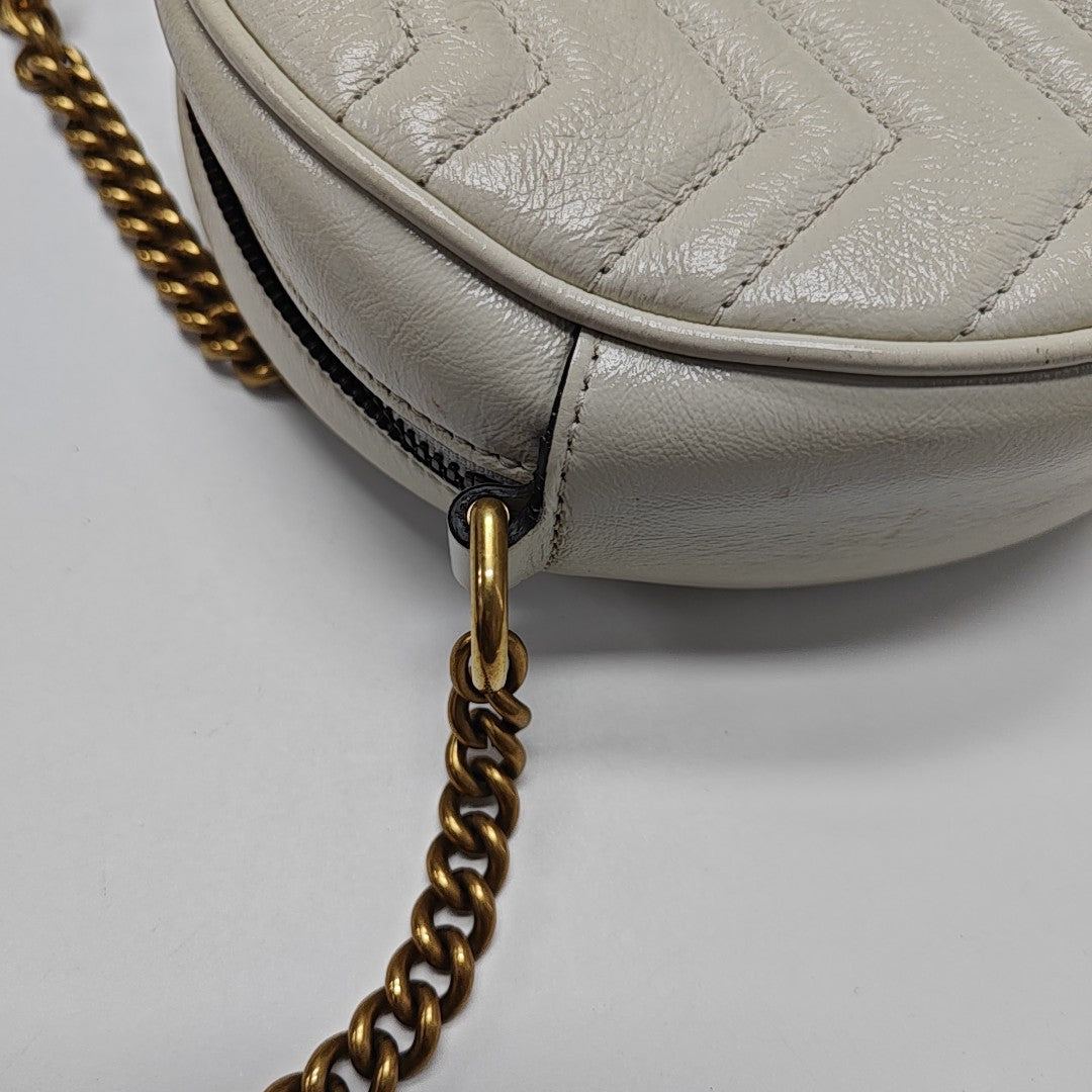 GG Marmont Mini Quilted Calfskin White