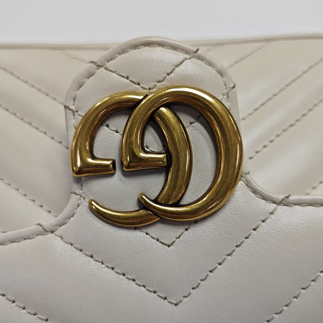 GG Marmont Mini Quilted Calfskin White