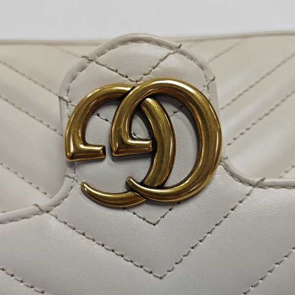 GG Marmont Mini Quilted Calfskin White