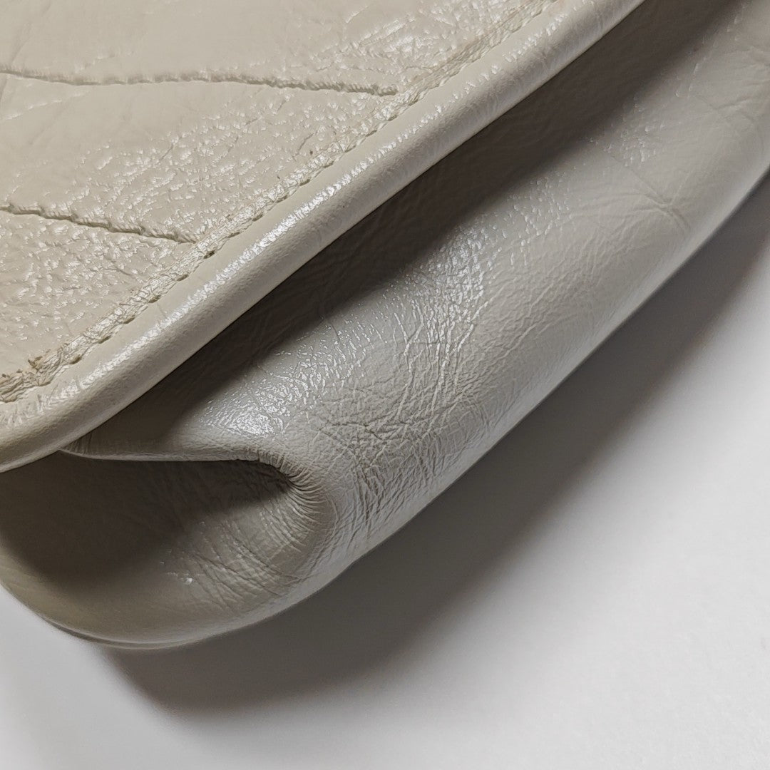 NIKI Small Chevron Calfskin White