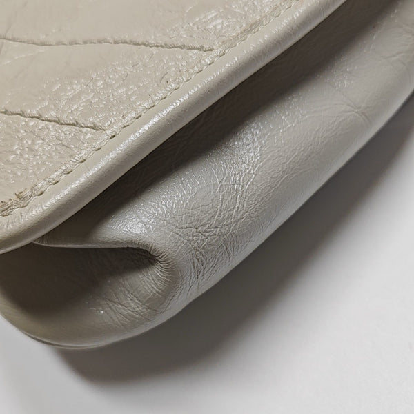 NIKI Small Chevron Calfskin White