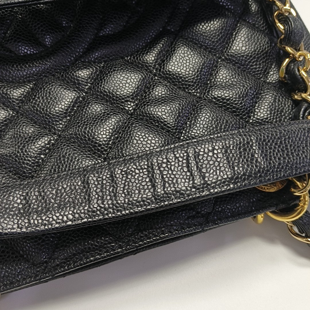 CHANEL PST Quilted Grained Calfskin Black