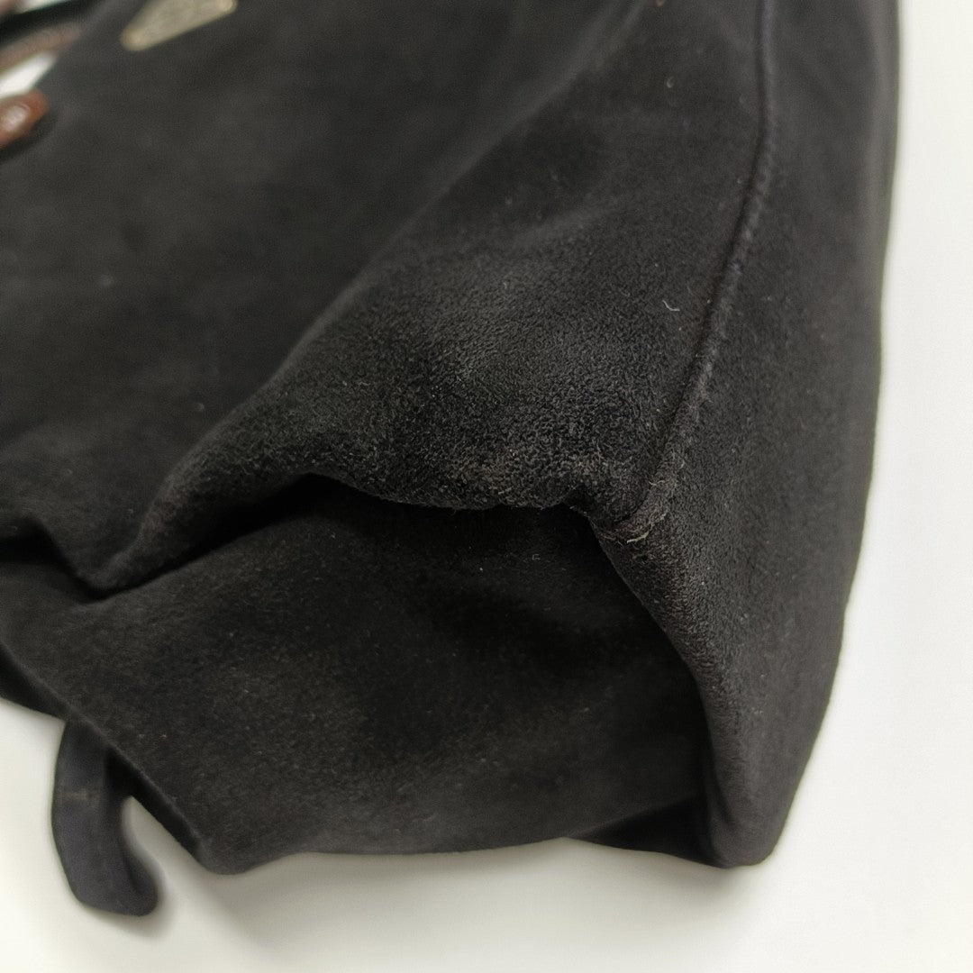 Suede Top Handle Bag Black