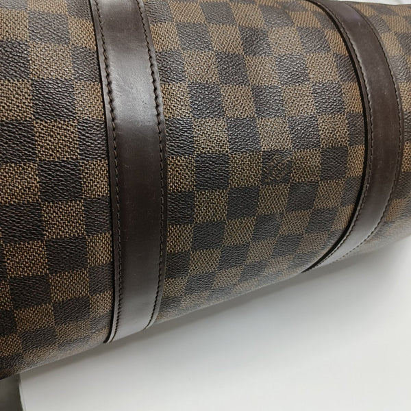 KEEPALL 50 Damier Ebene Coated Canvas Brown