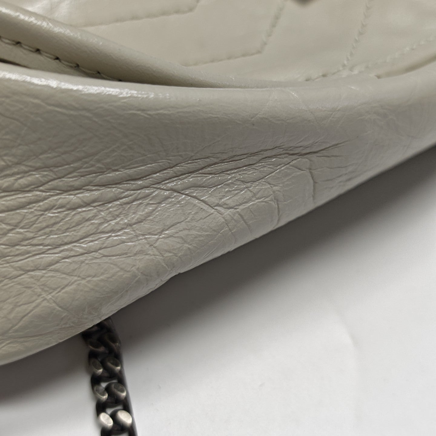NIKI Small Chevron Calfskin White