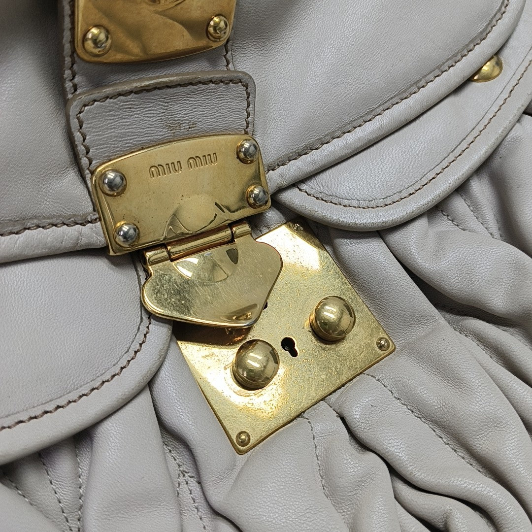 Miu Coffer Quilted Lambskin Beige