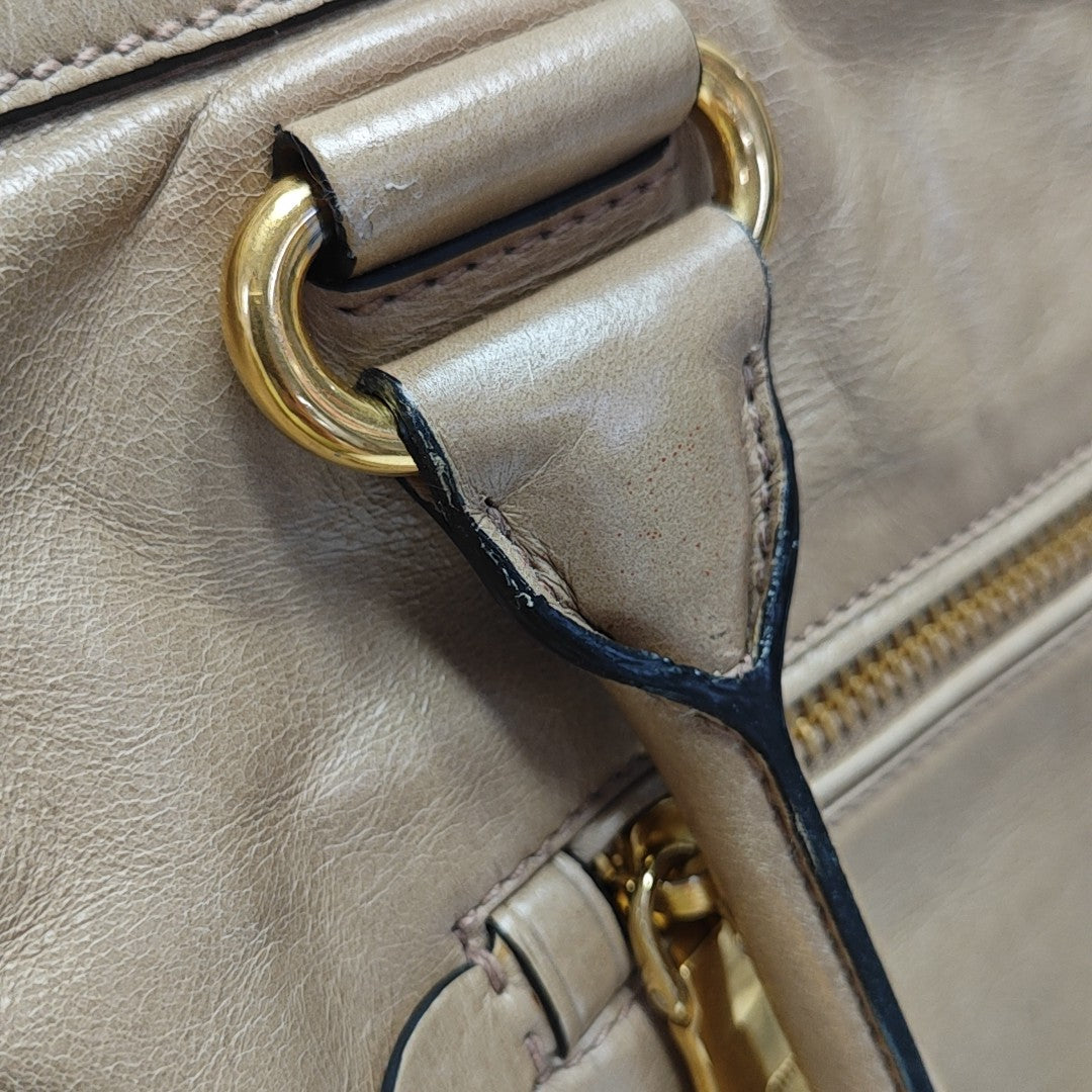 Shoulder Strap Calfskin Beige