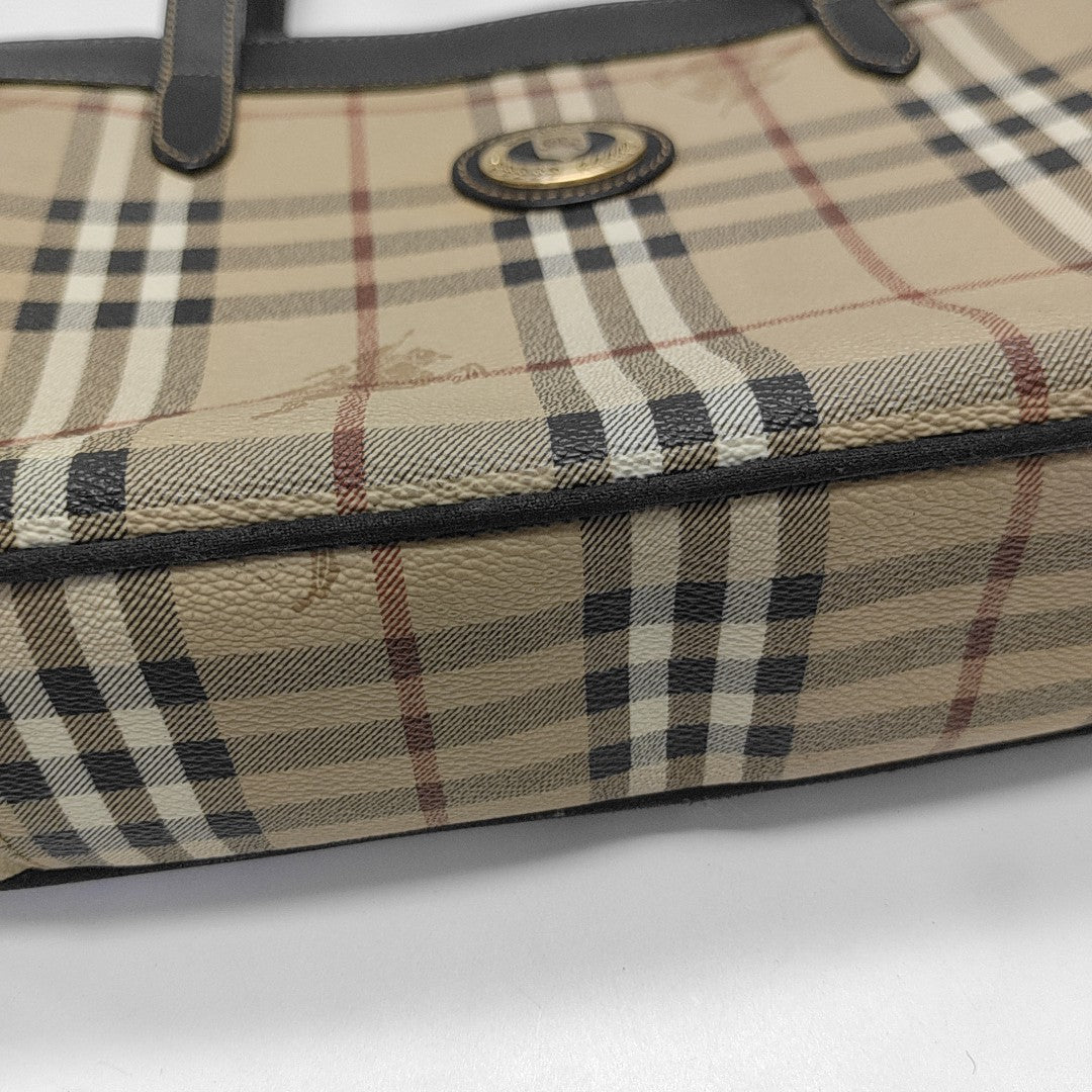 Coated Canvas Top Handle Bag Brown