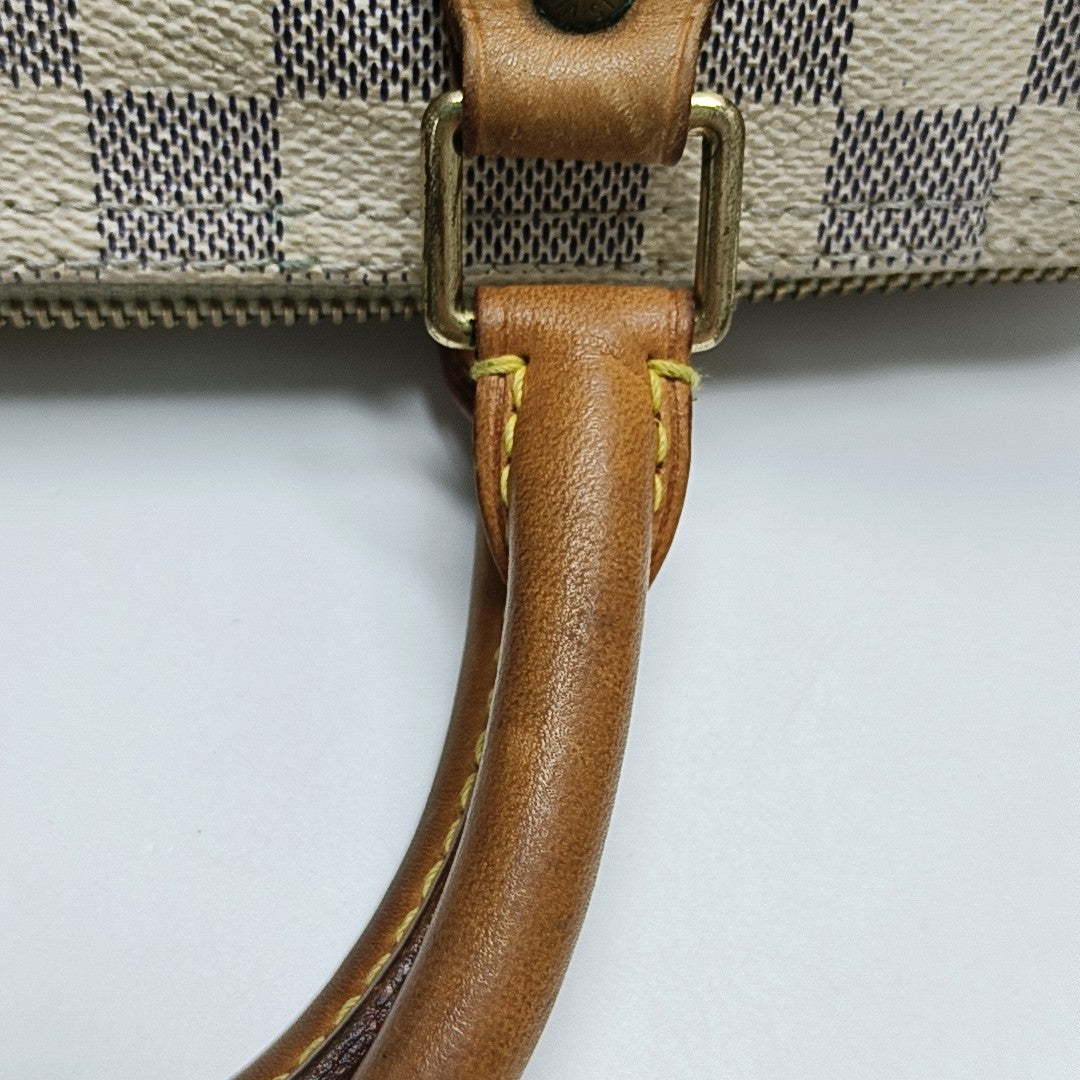 SPEEDY 25 Damier Azur Coated Canvas White