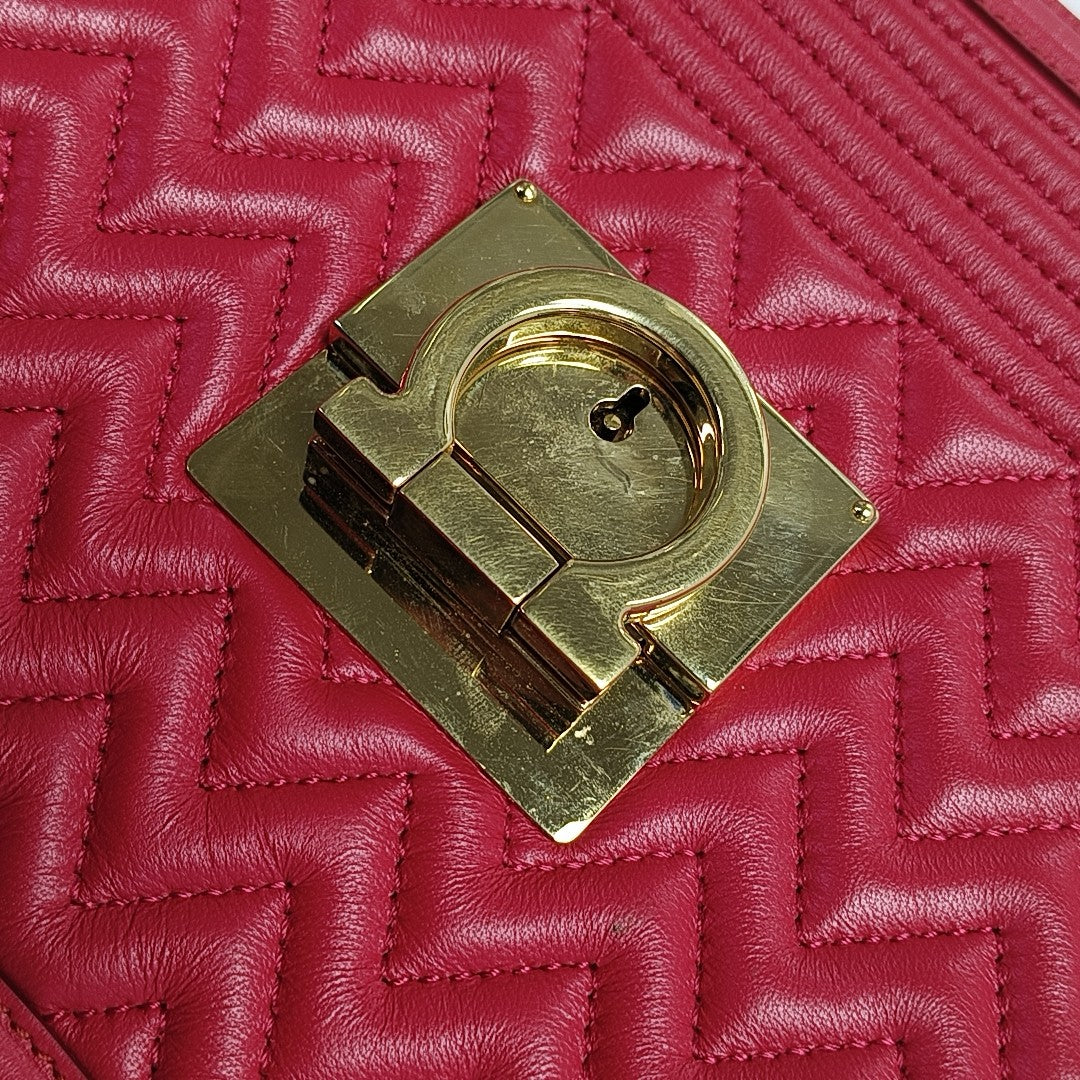 Quilted Leather Shoulder Bag Red