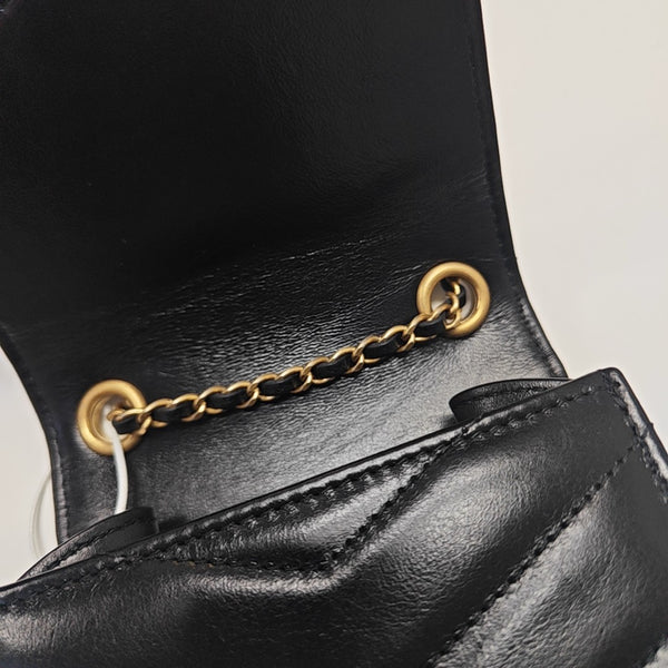 Chevron Calfskin Shoulder Bag Black