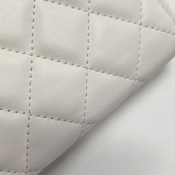 Quilted Lambskin Shoulder Bag White