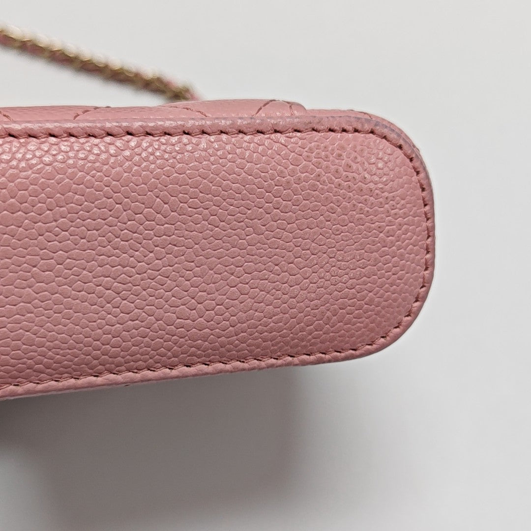 VANITY CASE Mini Quilted Grained Calfskin Pink