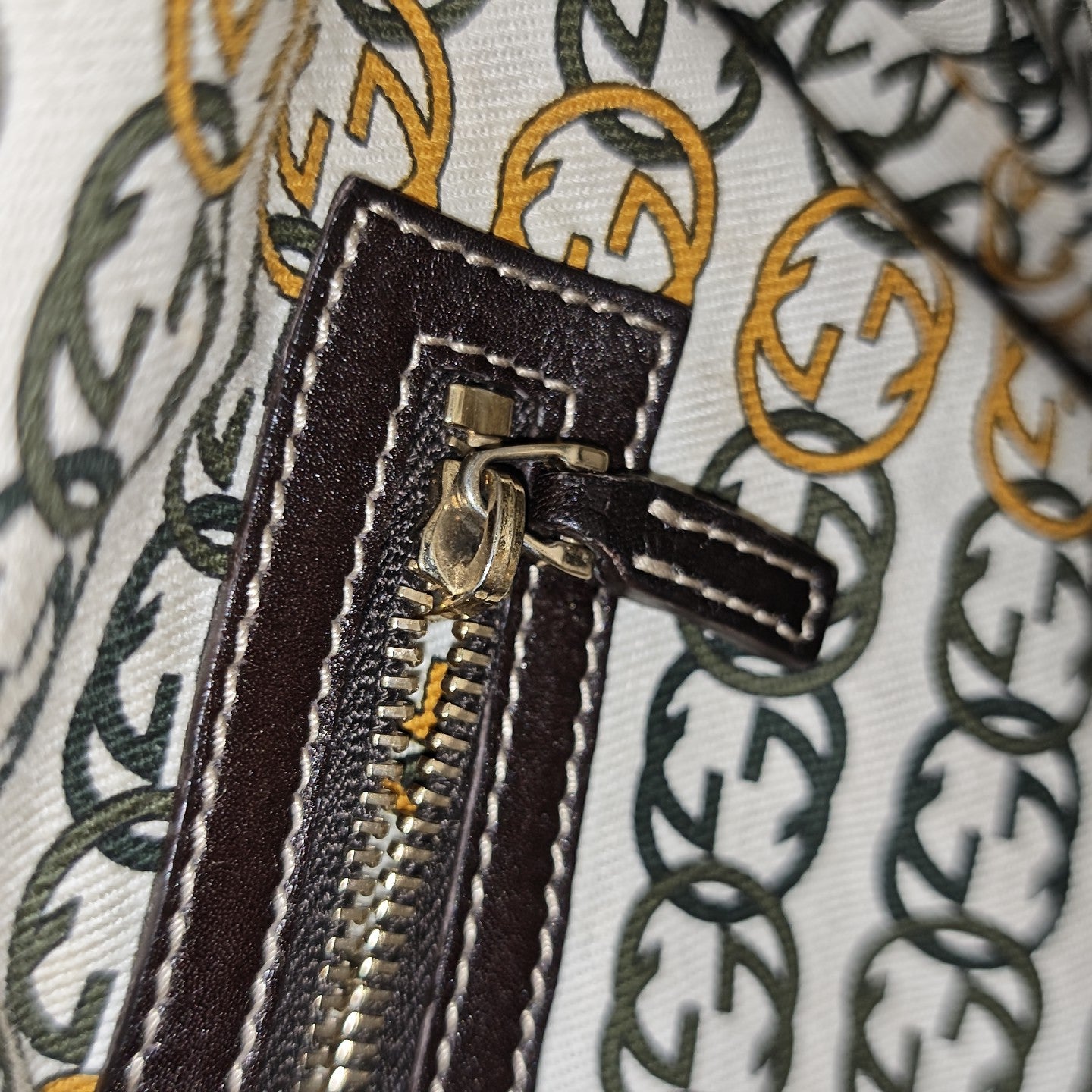 Fabric Top Handle Bag Brown