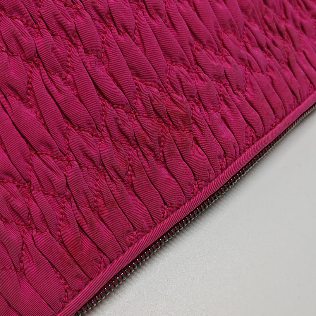 Quilted Fabric Shoulder Bag Red