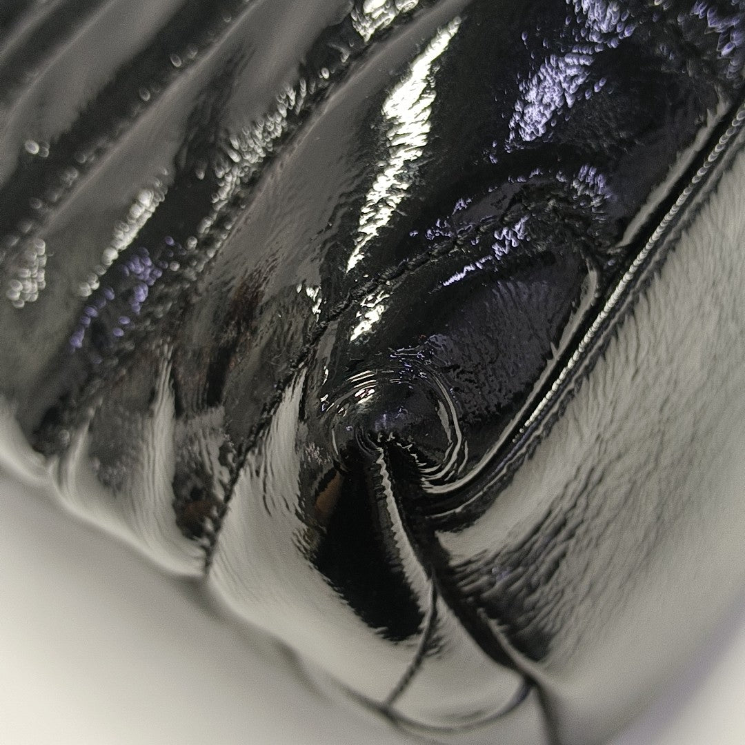 LOULOU Medium Chevron Patent Leather Black