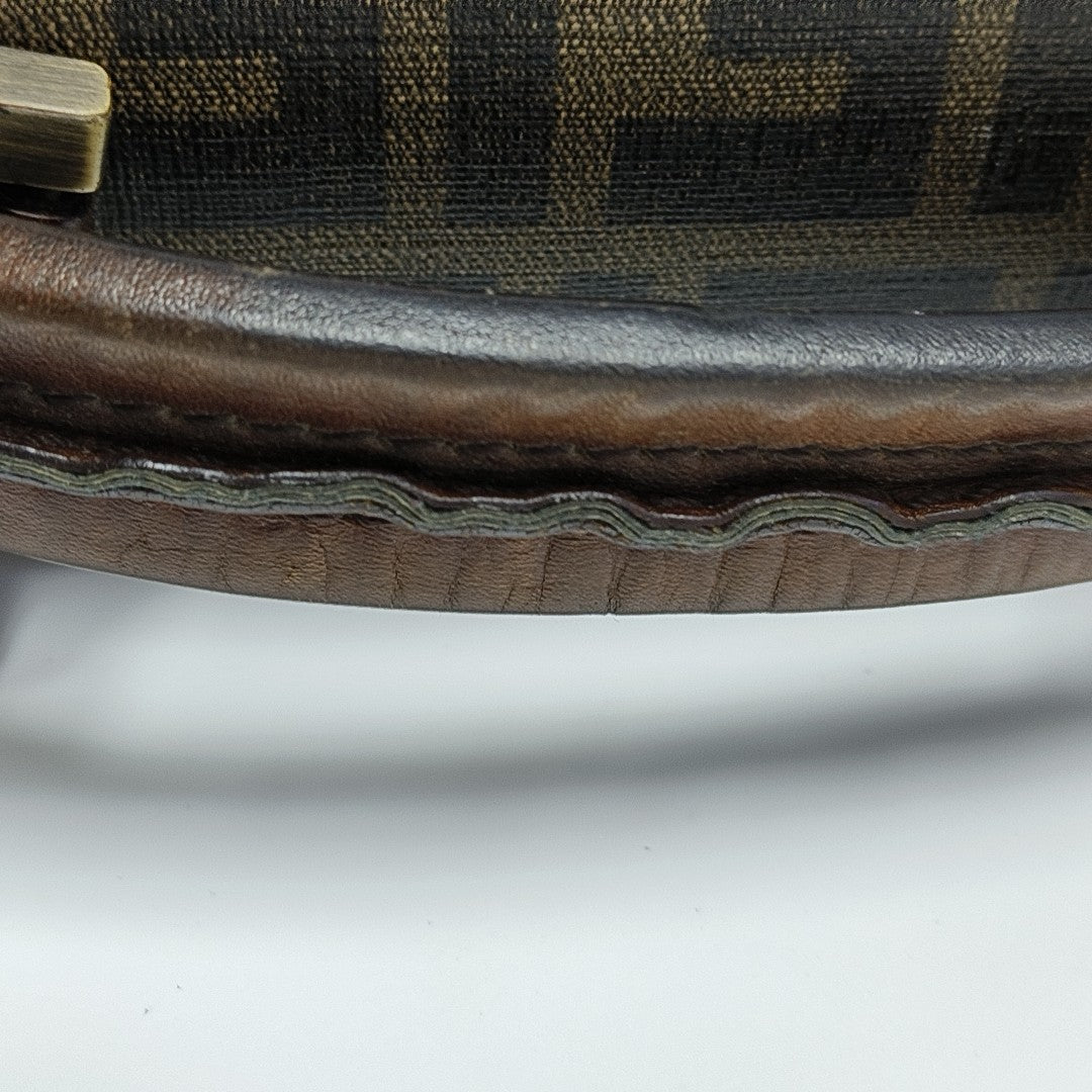 Coated Canvas Top Handle Bag Brown