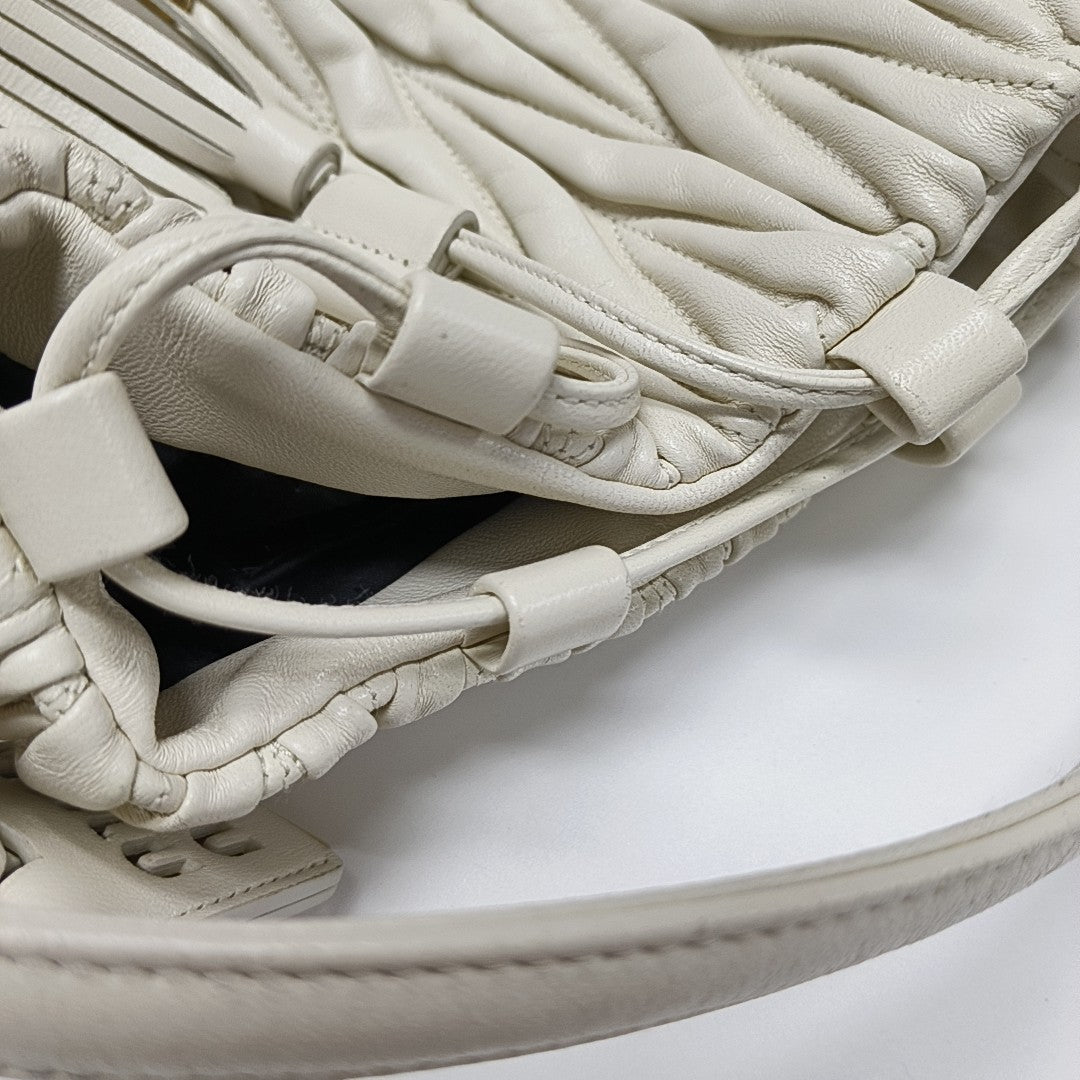 Quilted Lambskin Bucket Bag White