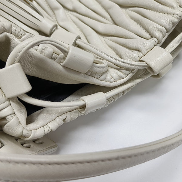 Quilted Lambskin Bucket Bag White