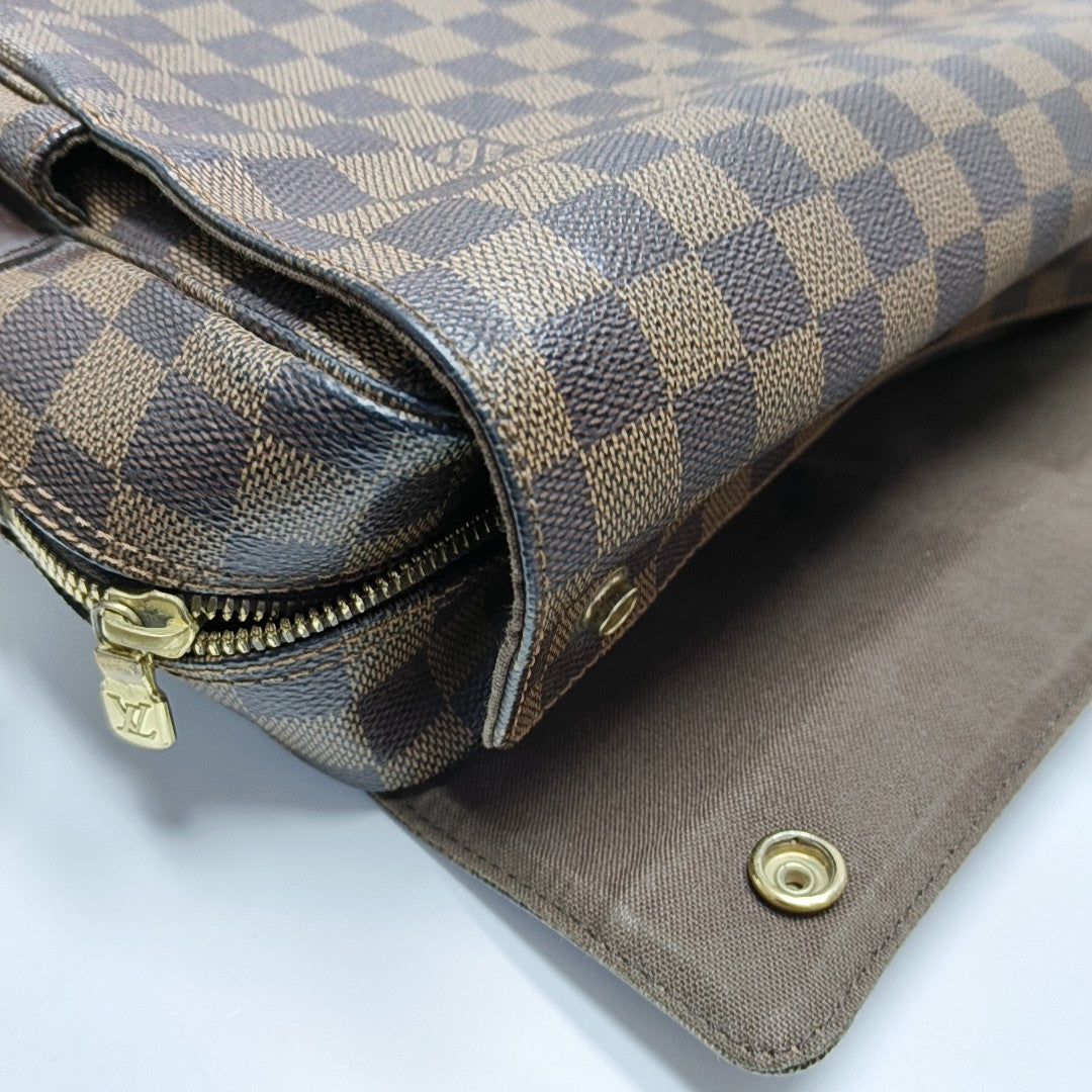 NAVIGLIO Damier Ebene Coated Canvas Brown
