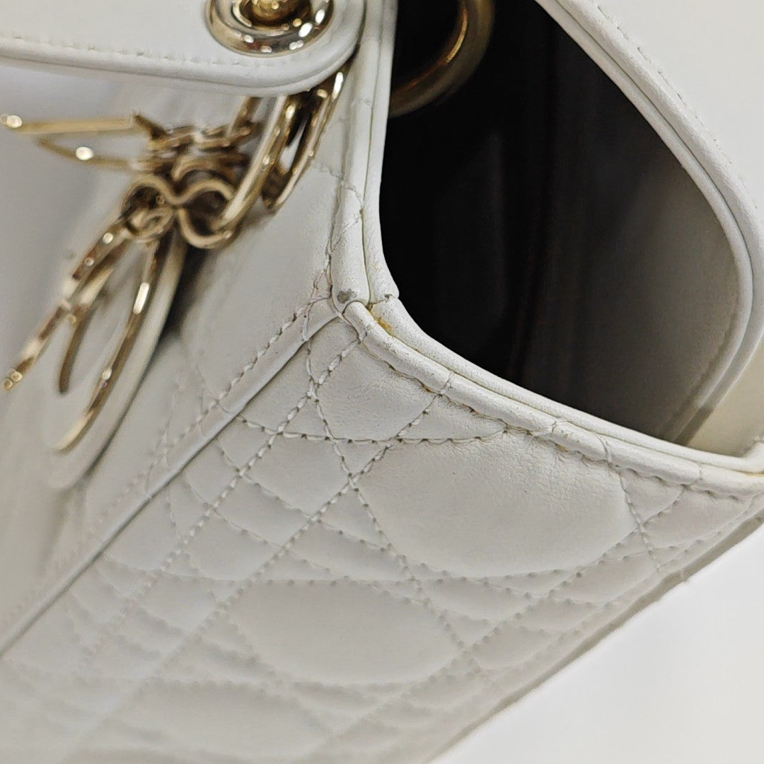 Lady Dior Small Cannage Lambskin White