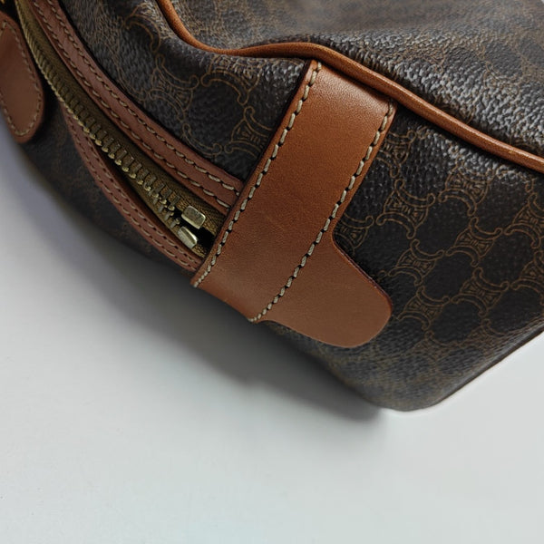 Coated Canvas Top Handle Bag Brown