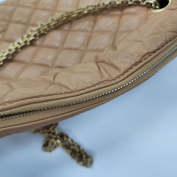 Quilted Calfskin Shoulder Bag Beige