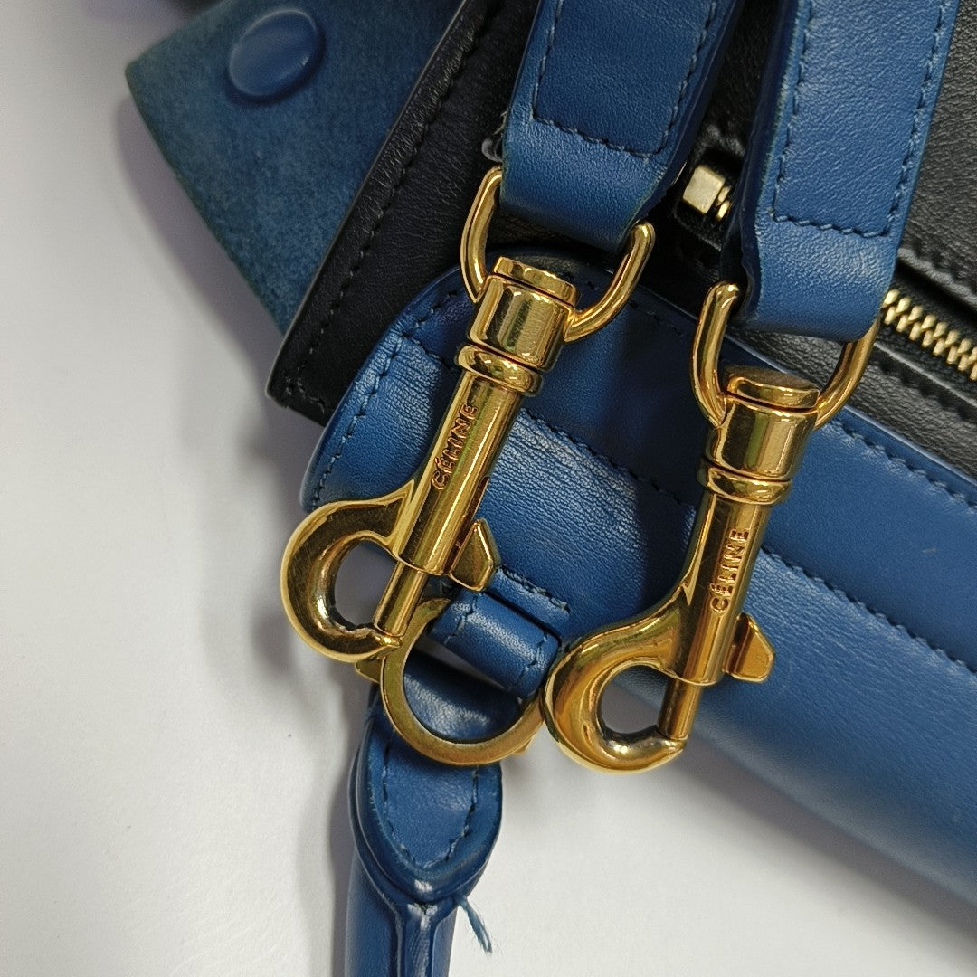 TRAPEZE Small Calfskin Blue