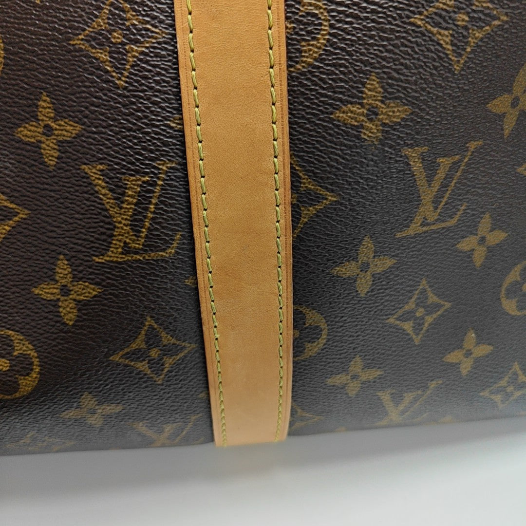 KEEPALL 50 Monogram Coated Canvas Brown