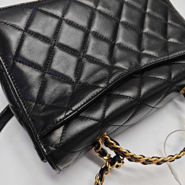 Quilted Calfskin Shoulder Bag Small Black